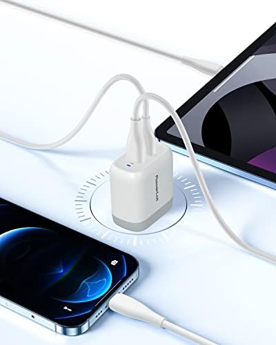 Power Lot 68 W Dual Port USB C Charger – Ga N Technology Power Adapter for Fast Charging Mac Book Pro & i Pad Pro – Compact 60 W USB-C & 18 W USB-A Compatibility for i Phone 12 Pro Max/11 Pro Max – Sleek, Lightweight Design for Effortless Portability and Enhanced Charging Efficiency