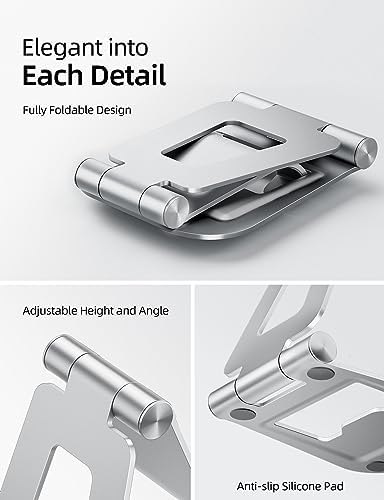 Nulaxy Aluminum Dual Foldable i Pad Stand – Versatile Adjustable Tablet Holder for Enhanced Workspace Comfort, Sleek Rose Gold Finish, Universal Compatibility with i Pad Pro/Air/Mini & i Phone Pro/Max/Plus, Portable and Durable Design for Effortless Mobility and Ergonomic Support