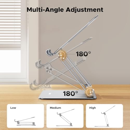 UGREEN Premium Adjustable Aluminum Tablet Stand Holder – Dynamic Multi-Angle Desk Accessory for i Pad Pro, Air, Mini, and Smartphones – Dual Rod Engineering for Unmatched Stability – Perfect for Home Office and Enhanced Productivity – Transform Your Viewing and Work Experience