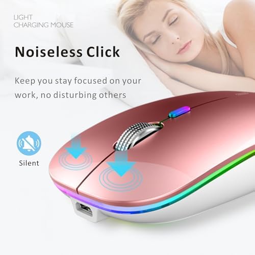 Uiosmuph G12 Slim Rechargeable LED Wireless Silent Mouse – Ultra-Portable USB Optical Computer Accessory with Type C Adapter for Seamless Compatibility and Noise-Free Operation in Blackish Green