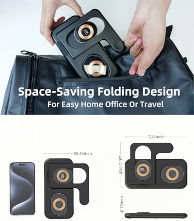 Innovative 3-in-1 Wireless Charging Station with Adjustable Night Light – Fast Charge Your i Phone 16-12, Samsung Galaxy S24-22, Apple Watch, and Air Pods Simultaneously – Sleek Foldable Design for Enhanced Space Efficiency and User-Friendly Operation – Durable ABS Construction with Tempered Glass Panel for Scratch Resistance and Efficient Heat Dissipation – Perfect for Nighttime Use with Soft LED Lighting – Ideal for Home or Office Setup – Compatible with Most Wireless Charging Devices – Elevate Your Charging Experience with One Convenient Solution