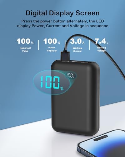 High-Capacity 16000 m Ah Heated Vest Battery Pack for ORORO and Venustas – 7.4 V Power Bank with Dual Adapter Cables, Ultimate Warmth for Outdoor Adventures and Versatile Charging Solutions – Not Compatible with 5 V Heated Devices