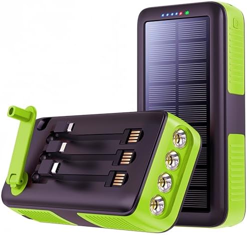 Ultimate Solar Power Bank 63200 m Ah – High-Capacity Portable Charger with Hand Crank, Dual Outputs, and 4 LED Flashlight Modes for Camping, Travel, and Emergency Use – Durable, Waterproof, and Fast Charging Compatible with All Devices