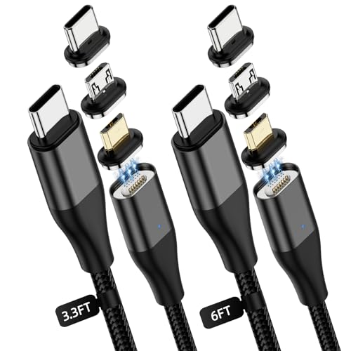 Revolutionary YKZ 3-in-1 Magnetic USB Charging Cable – Versatile PD 60 W Fast Charger for Type C, Micro USB & i-Devices – Durable Nylon Braided Design in 3.3 FT & 6.0 FT Lengths for Tangle-Free Convenience – Enhanced Charging Speed and Compatibility