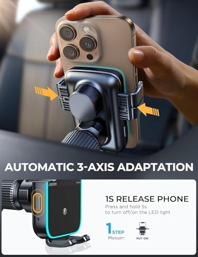 JOYROOM Dual Coil Wireless Car Charger Mount – Fast Charging Phone Holder with Auto Smart Clamping for i Phone 16 Pro Max & Samsung Galaxy S24/S24/S22/21 Ultra – Ultimate Compatibility and Convenience for On-the-Go Navigation