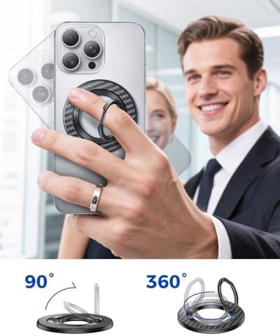 Syncwire Magnetic Phone Ring Holder – Titanium Alloy Kickstand for i Phone 12-16 Pro Max & Compatible Android Devices – Ergonomic Design, Enhanced Mag Safe Stability, Lightweight Grip for Ultimate Hands-Free Convenience