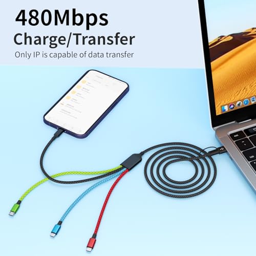 Versatile 4-in-1 Nylon Braided Charging Cable – 2 Pack, 5 FT Length, Fast Charging Universal USB Cable for Lightning, USB-C, and Micro USB Devices, Optimized for High-Speed Connectivity and Enhanced Durability, Ideal for Phones, Tablets, and More
