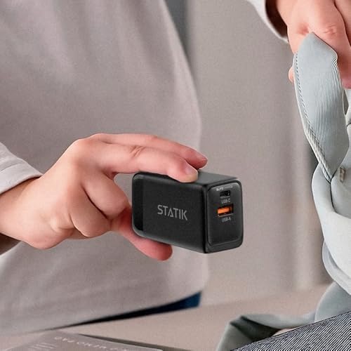STATIK 100 W Ga N Fast Charger Block – Triple USB-C Ports for High-Speed Charging | Universal Compatibility with Mac Book, i Phone, Samsung, and Laptops | Compact Design for Efficient Power Delivery and Safety Features