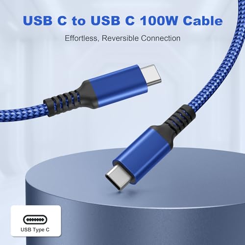 Basesailor 10 ft USB C to USB C Power Delivery Charging Cable – 100 W Fast Charger for i Phone 16/15 Pro Max, Mac Book, i Pad Air 4/5, Mini 6, and Samsung Galaxy S22/S23/S24/S25 – Durable 2 Pack for Enhanced Speed and Efficiency