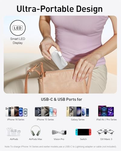 Ultra-Compact 10,000 m Ah i WALK Power Bank – 30 W PD Fast Charging with USB-C Ports & Built-in Stand for i Phone 16/15 Pro Max, Samsung S25/S24 Series – Essential Travel Battery Pack for On-the-Go Charging