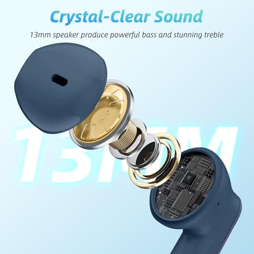 Unleash Your Sound with BEBEN Wireless Earbuds – 40-Hour Playtime & 8-Hour Continuous Playback, IPX6 Waterproof with Superior Stereo Audio, Ergonomic Fit, and Built-in Microphone for Seamless i OS & Android Compatibility – Ideal for Active Lifestyles and Sports Enthusiasts