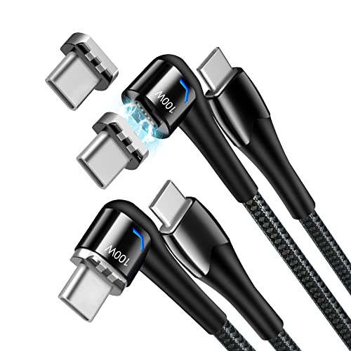 Revolutionary Magnetic Type C Charging Cable – 100 W Fast Charge (5 A, 5 ft) with 3 Versatile 5-Pin Connectors for Seamless Compatibility with Mac Book Pro 2020, i Pad Pro 2020, Pixel, Switch, LG & More – Durable & Tangle-Free Solution for Instant Power Delivery