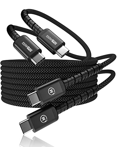 imuto 100 W Fast Charging USB C to USB C Cable (6.6 ft, 2-Pack) – Premium Braided Design for Enhanced Durability and Speed, Compatible with i Phone 15 Series, Mac Book Pro 2020, i Pad Pro 2020, and Samsung Galaxy S23+ – High-Speed Data Transfer up to 10 Gbps, Perfect for Home and Office Use