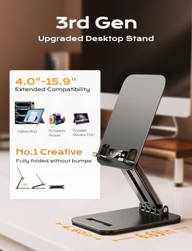 Transform Your Workspace with the LISEN Pink Sorbet Tablet Stand – Foldable, Adjustable i Pad Holder for Home, Office, and Travel – Ultimate Comfort and Compatibility for Students and Professionals – Stylish Portable Desk Accessory for Enhanced Productivity