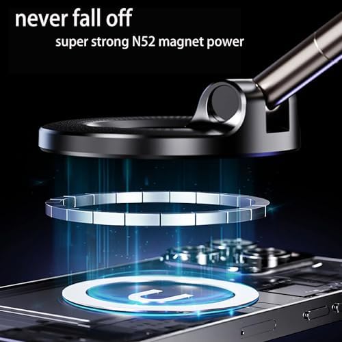 2025 Premium Vacuum Magnetic Phone Holder – 360° Rotatable Car Mount with 89 LB Suction Cup for i Phone & Android, Ideal for Gym and Mirror Use, Sleek Black Design with Superior Magnetic Strength and Universal Compatibility