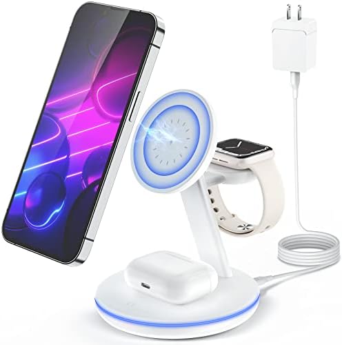 Ultimate 3-in-1 Mag-Safe Charging Station for Apple Devices – Rapid Wireless Charger for i Phone 16/15/14/13/12, Apple Watch Series 10-2 SE & Air Pods Pro/4/3/2 – Modern Design for Enhanced Charging Efficiency Transform your charging routine with our advanced 3-in-1 Mag-Safe Charging Station, expertly designed to provide rapid power for your i Phone, Apple Watch, and Air Pods. Featuring high-speed wireless technology, this sleek charging hub eliminates clutter while enhancing your workspace’s aesthetics. Benefit from innovative magnetic alignment that guarantees secure device placement and stability during charging sessions. Constructed from premium, durable materials, this versatile charger not only optimizes performance but also seamlessly complements your home or office decor. Ideal for busy professionals, tech enthusiasts, and anyone looking for a streamlined charging solution, this multifunctional station combines efficiency, style, and convenience in one powerful package. Say farewell to tangled cables and elevate your charging setup to new heights with this all-inclusive charging solution that meets the demands of modern lifestyles.