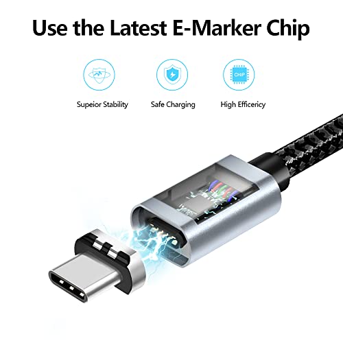 Revolutionary 100 W USB C Magnetic Charging Cable – 5 A, 5 Ft Dual Pack with 3 Magnetic Connectors for Effortless Compatibility with Mac Book Pro 2020, i Pad Pro 2020, Pixel, Switch, and More – Ultimate Fast Charging & Data Sync Solution for Tech Enthusiasts