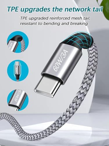 Fast Charging USB C to USB C Cable – 10 ft Braided Type C Charger Cord (2-Pack) for i Phone 15 Series, i Pad Pro/Air, Mac Book Air, Samsung Galaxy S23/S22/S21, Note 20 & PS5 – 60 W Power Delivery, Durable & Tangle-Free Design for Maximum Flexibility and Enhanced Compatibility