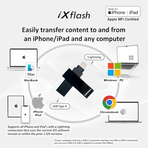 Revolutionize Your Storage with the i Xflash 256 GB Lightning Flash Drive – Apple MFi Certified USB 3.1 for i Phone & i Pad – Fast Data Transfer, Versatile Compatibility with Windows/Mac, Perfect for Hi-Res Audio and Media Backup