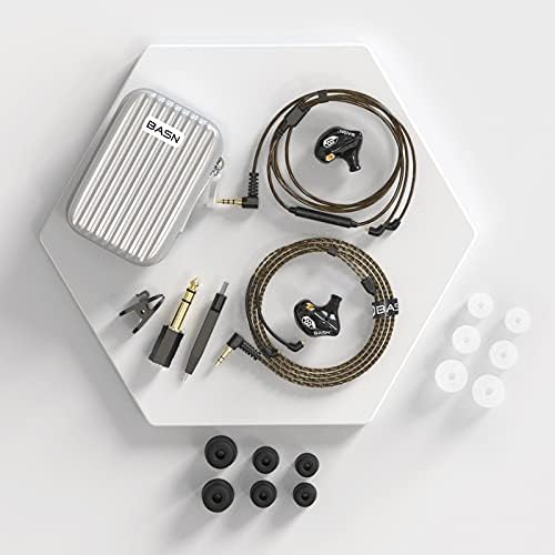 BASN Bsinger PRO Dynamic Driver In-Ear Monitor Headphones for Musicians – Premium Noise Isolating Earbuds with Dual Detachable MMCX Cables (Sleek Black Finish) for Ultimate Sound Clarity and Comfort