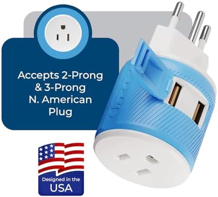 OREI Switzerland Travel Plug Adapter with Dual USB Ports – Ultimate Type J Charging Solution for USA Devices – Fast, Efficient Power for i Phones, Laptops, Tablets & More – Essential Travel Accessory for Hassle-Free Connectivity