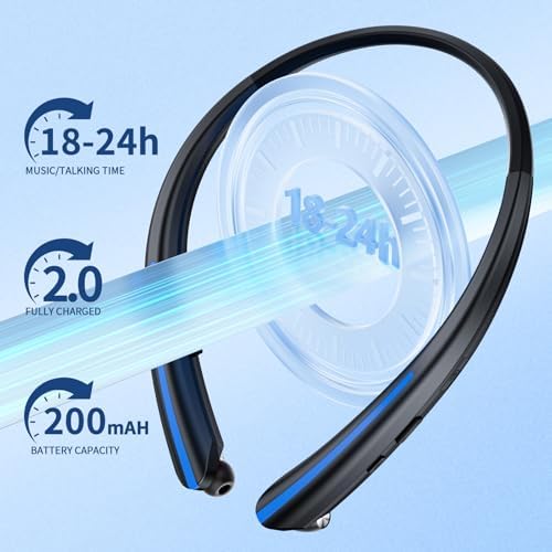 Retractable Bluetooth Neckband Headphones – IPX5 Sweatproof Wireless Earbuds with 18-Hour Playtime, Adjustable Fit & Integrated Microphone for Gym, Running, and Active Lifestyles (Stylish Pink) – Ultimate Audio Freedom and Seamless Connectivity