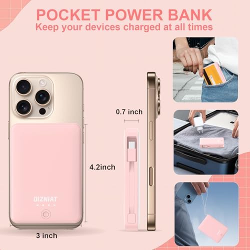 Premium 10000 m Ah Slim Portable Power Bank with Dual Built-In Cables – Fast 22.5 W Quick Charge for i Phone 11-16 & Android Devices – Ultra-Lightweight Travel Companion with 4 Outputs – Complete Charging Solution Including Wall Charger & Organizer – Versatile Compatibility for All Your Gadgets