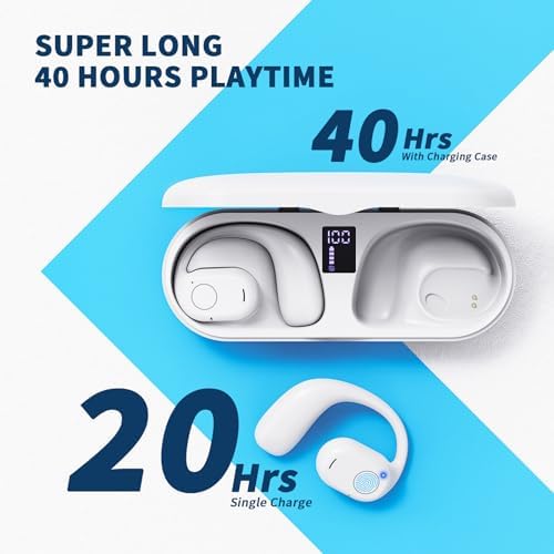 PSIER Wireless Sports Earbuds with Bluetooth 5.3 – Open Ear Headphones Featuring Digital Display Charging Case, 40 Hours Playtime, and Ergonomic Earhooks for Ultimate Comfort During Running, Walking, and Workouts – Enhance Your Audio Experience While Staying Aware of Surroundings