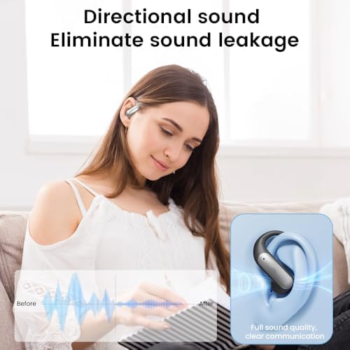 Experience Unmatched Audio Freedom with Open Ear Bluetooth Earbuds Featuring AI Technology – 60 Hours of Continuous Playtime, IPX7 Waterproof Design, and User-Friendly Touch Controls for Active Lifestyles – Ergonomically Crafted Sport Headphones Perfect for Running and Outdoor Adventures – Ultimate Device Compatibility in a Sleek Black Finish