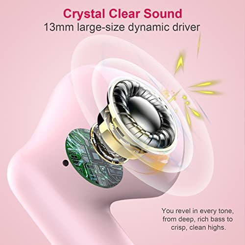 Discover the Ultimate Pink Bluetooth 5.4 Earbuds – Premium Noise Cancellation, IP7 Waterproof Design for Active Lifestyles, Up to 32 Hours Playtime, Perfect for Fitness Buffs and Frequent Travelers, Effortlessly Syncs with Android & i OS Devices