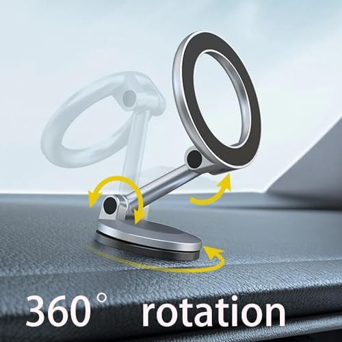 Premium Metal Rotatable Car Phone Mount – Ultimate 360-Degree Adjustable Holder for Secure Smartphone Navigation | Compact & Foldable Design for Effortless Storage | Essential Car Accessory Enhancing Safety and Driving Comfort | Compatible with i Phone & Android Devices | Durable Magnetic Grip for Unmatched Stability