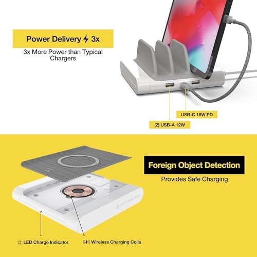Scosche BLQP-XTSP Base Lynx Modular Qi-Certified Wireless Charging Hub – Fast, Customizable Charging Solution with Safety Features for Home and Office – Sleek Design for Effortless Device Powering and Enhanced Compatibility