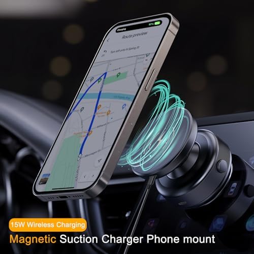15 W Wireless Charger Suction Phone Holder – Versatile Magnetic Vacuum Mount for All Smartphones – Perfect for Car, Gym, Mirror, and Shower Use – Fast Charging with Enhanced Stability for On-the-Go Convenience