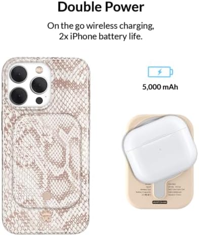 Stylish Hot Pink Leopard VELVET CAVIAR Magnetic Power Bank – Mag Safe Compatible Slim Charger for i Phone 12, 13, 14, 15 – Fast 5000 m Ah Portable Battery Pack with USB-C for Effortless Charging on the Go