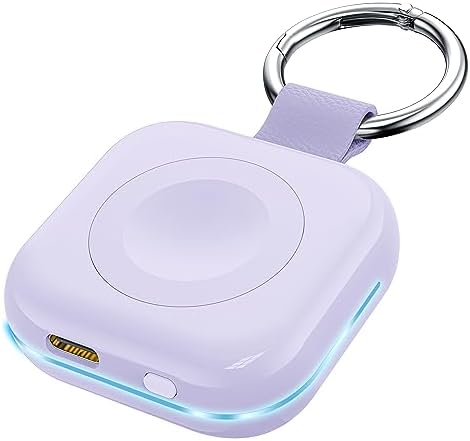HUOTO Compact Magnetic Wireless Charger for Apple Watch – 1200 m Ah Portable Power Bank Keychain, Compatible with Series 10/9/8/Ultra 2/Ultra/7/6/5/4/3/2/SE, Ideal Travel Accessory for Effortless Charging On-the-Go