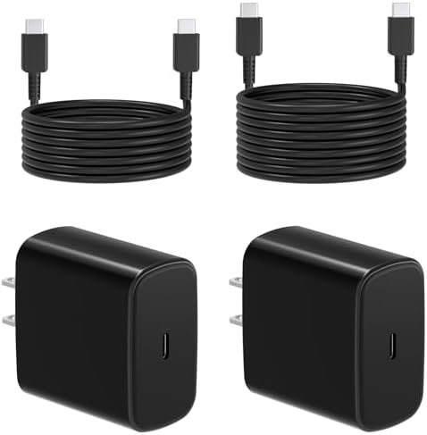 45 W Dual-Pack USB-C Fast Charger with 6 FT Cable – Universal Compatibility for Samsung Galaxy S25+/Ultra, i Phone 16/15 & More – Rapid Power Delivery with PPS Technology for Enhanced Device Efficiency