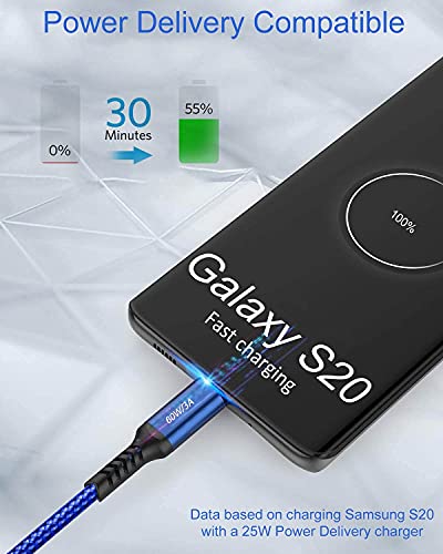 Awnuwuy 60 W USB C to USB C Charger Cable 15 ft – Fast Charging & Data Transfer for i Phone 15, Samsung Galaxy S23, Pixel 7, Mac Book – 2 Pack of Durable, High-Performance Type-C Cords for Ultimate Versatility and Connectivity