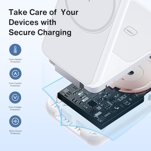 Foldable 3-in-1 Wireless Charging Station for Apple Devices – Fast Charge i Phone, Apple Watch & Air Pods with Enhanced Compatibility – Travel-Friendly Design with Adjustable Stand – Safe and Compact Charging Solution with 33 W PD Charger Included