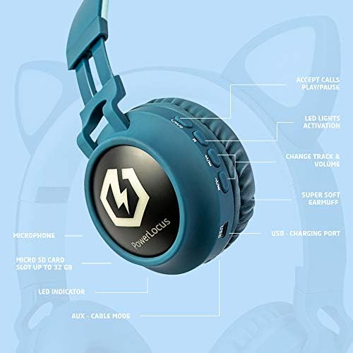 Kid-Friendly Bluetooth Headphones with LED Lights – Safe 85 d B Volume Limit for Young Ears, Foldable Design for Travel Ease, Micro SD Card Playback, Integrated Mic for Calls – Perfect Wireless Audio for Kids’ Adventures and Learning