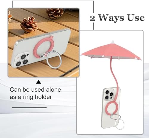 Magnetic Umbrella Phone Stand for Sun Protection,Adjustable Sun Shade Shield for iPhone 16/15/14/13/12 Pro Max,Samsung & Google,Detachable Ring Stand,Heat-Resistant Design,Car Mount Compatible, Black – Enhanced Compatibility and Speed