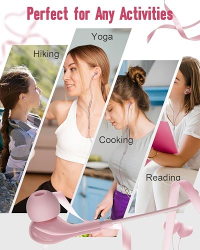 Premium Pink USB-C Earbuds for i Phone 15/16 Pro Max & Samsung Galaxy S21-S24 Ultra – Hi-Fi Stereo Wired Headphones with Hands-Free Microphone, On-the-Go Volume Control & Ergonomic Magnetic Design for Ultimate Comfort and Style