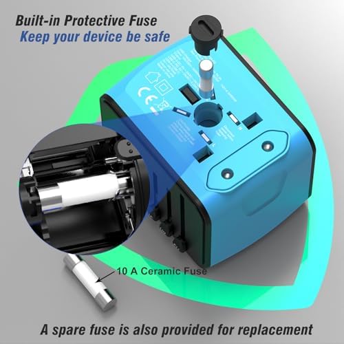 Advanced 7-in-1 Universal Travel Adapter with 35 W PD Fast Charging – Sleek Black & Silver Design for Worldwide Use, Featuring 4 USB-C and 2 USB-A Ports for Effortless Connectivity Across the US, UK, Europe, and Australia – Unmatched Compatibility and Speed for Every Adventure