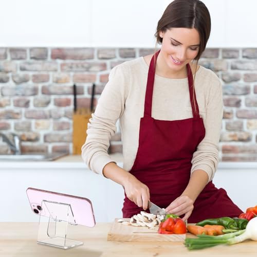 Tomorotec Adjustable Angle Acrylic Cell Phone Stand for Desk, Foldable Acrylic Phone Holder Cute for Office, Portable Non-Slip Desktop Smartphone Holder, Fit for iPhone Samsung Galaxy (Iridescent) – Enhanced Compatibility and Speed