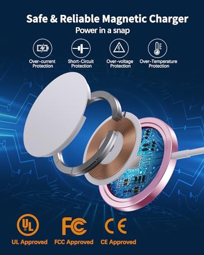 Magnetic Wireless Charger for i Phone 15/14/13/12 Series – Versatile Mag Safe Charging Stand with Dual Ports & 5 ft Cable for i Phone and Air Pods 2/3/Pro (Adapter Not Included) – Enhanced Speed & Seamless Compatibility for Effortless Power Solutions