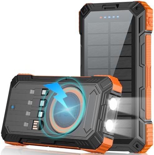 Ultimate 20,000 m Ah Solar Power Bank with Wireless Fast Charging, Waterproof Design, and Emergency Flashlight – Ideal for Outdoor Adventures and Everyday Use – Enhanced Device Compatibility and Eco-Friendly Solar Recharging