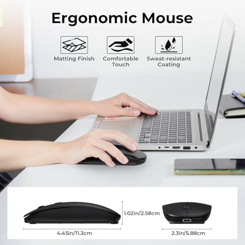 Elevate Your Tech Experience with Our Rechargeable USB-C Wireless Mouse – Ergonomic Dual-Mode Connectivity Perfect for Mac Book Air, PCs, and All Type-C Devices – Sleek Black Design for Enhanced Speed and Comfort