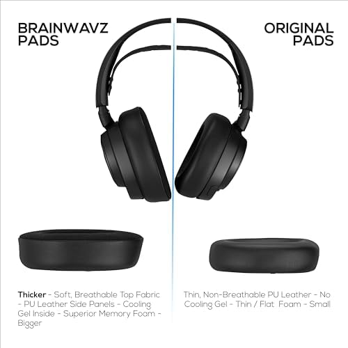 Transform Your Gaming and Listening Experience with Premium Hybrid Ear Pads for Arctis Nova Pro Wireless – Featuring Ultra-Comfort Memory Foam, Cooling Gel Technology, and Breathable Mesh/Leather for Superior Sound Isolation and Performance Enhancement by Brainwavz – Perfect for Long Sessions and Easy Installation