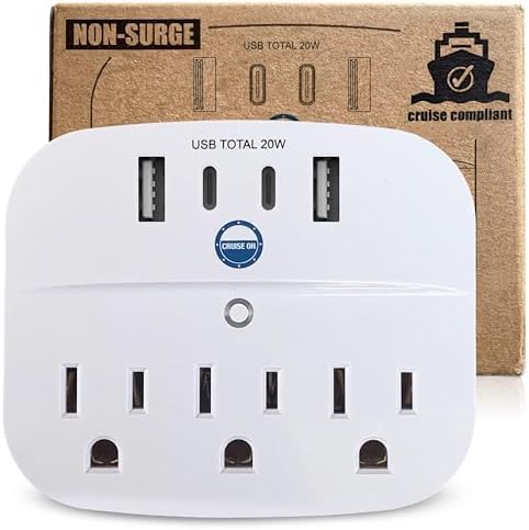 Ultimate Cruise Power Strip with 3.3 ft Extension Cord & Fast Charging USB Ports – Non-Surge Design for Seamless Connectivity on Carnival, Princess & Major Cruise Lines (2025/2026) – Essential Travel Accessory for All Devices