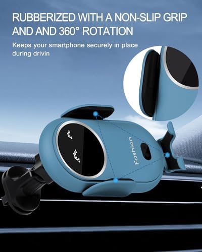 Smart Sensor Wireless Car Charger and Phone Holder – Effortless Automatic Clamping for i Phone 14/13/12/11/XS/XR/8 & Samsung S22/S21/S20/Note 20 – Fast Charging Air Vent Mount (Black) – Enhanced Safety & Seamless Connectivity