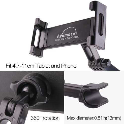 Ultimate Car Headrest Tablet & Smartphone Holder – Adjustable Mount for 4.7-12.9″ Devices, Perfect for Family Road Trips and Kids’ Entertainment – 360° Rotation for Optimal Viewing